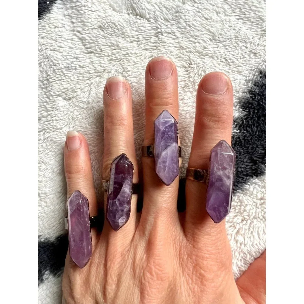 Crown Chakra Amethyst Tower Ring 5 6 7 8 9 - Picture 1 of 5